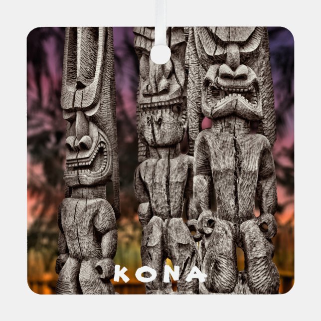 Tiki Tribal Council, 2 sided square, Metal Ornament (Front)