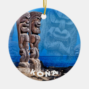 Tiki Tribal Council, Kona, Hawaii, Ceramic Ornament