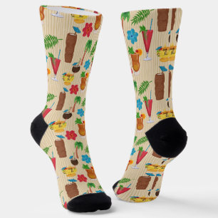 Tiki Tropical Cocktails Monogrammed Socks