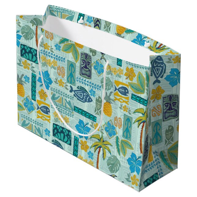 Tiki Tropix Gift Wrap Large Gift Bag (Back Angled)
