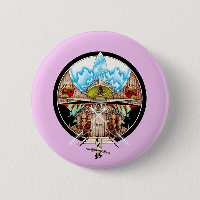 Tiki Village 2 Inch Round Button (Front)
