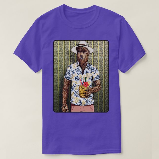 Tiki Werewolf with thatch background T-Shirt (Design Front)