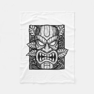Tiki Woodcut Polynesian Tropical Hawaiian Party Lu Fleece Blanket