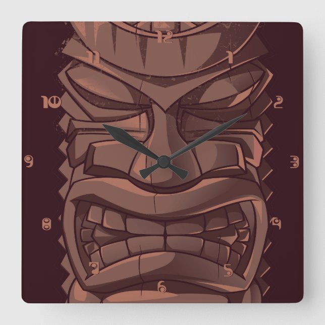 Tiki Wooden Totem Statute Wall Clock (Front)