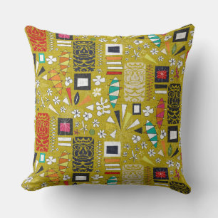 tiki yellow throw pillow