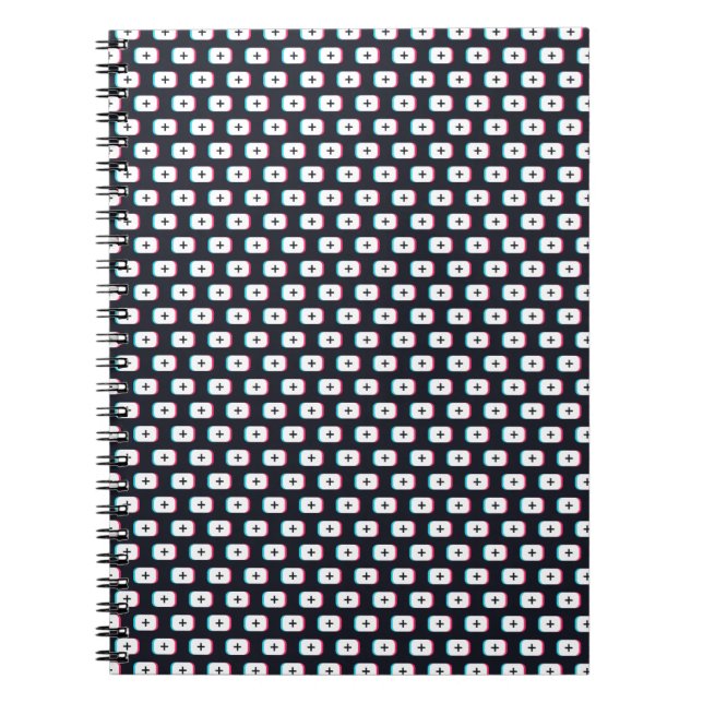 TikTok app button. Pattern design - Dark version Notebook (Front)