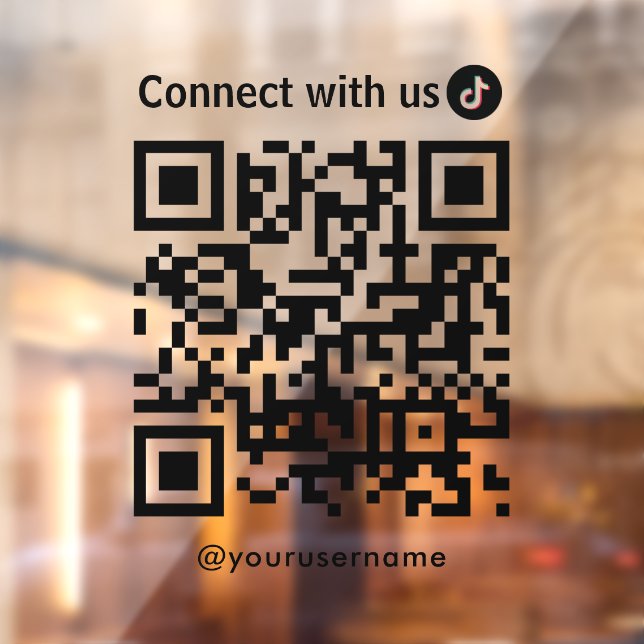 Tiktok Connect With Us Qr Code Modern Minimalist Window Cling (Sheet 2)