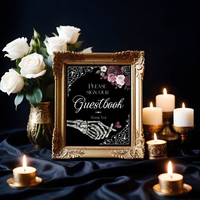 Til Death Aquarelle Squelette main livre d'or (Til Death Watercolor Skeleton Hand Guestbook)