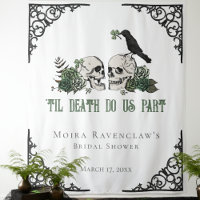 Til Death Black and White Skulls and Green Roses