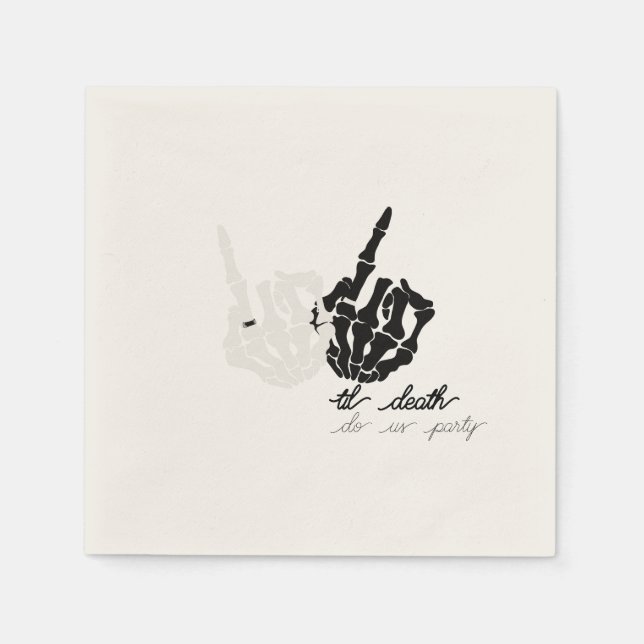 til death black and white wedding cocktail napkin (Front)