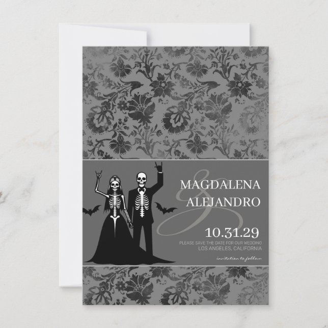 Til Death Dark Grey Floral Save The Date (Front)