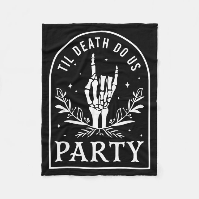 Til Death Do Party Retro Halloween Bachelorette Fleece Blanket (Front)