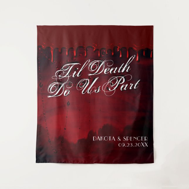 Til Death Do Us Part | Black and Red Photo Booth Tapestry (Front)