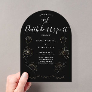 Til Death Do Us Part Black Gothic Wedding Acrylic Invitations