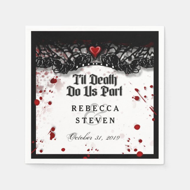 Til Death Do Us Part Blood Splatter Halloween Napkin (Front)