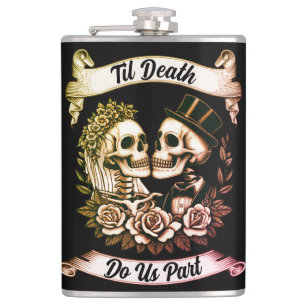 Til Death Do Us Part: Bride & Groom Skeleton Hip Flask