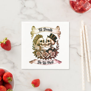 Til Death Do Us Part: Bride & Groom Skeleton Napkin