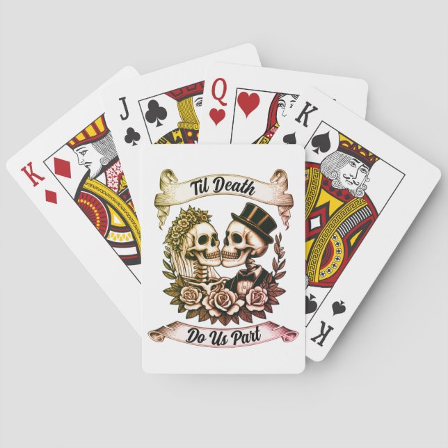 Til Death Do Us Part: Bride & Groom Skeleton Playing Cards (Back)