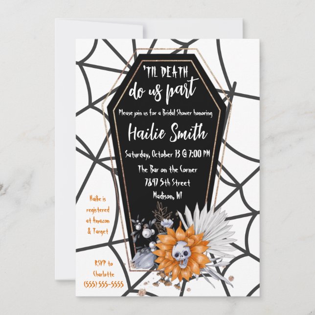 Til Death Do Us Part,Casket, Skull, Bridal Shower  Invitation (Front)