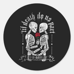 Til Death Do Us Part Couple Skeleton Halloween Men Classic Round Sticker