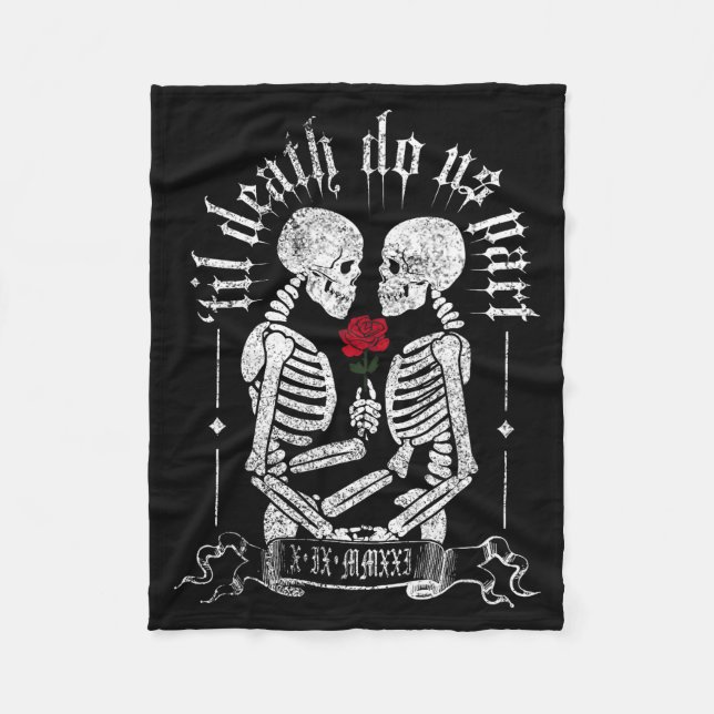 Til Death Do Us Part Couple Skeleton Halloween Men Fleece Blanket (Front)
