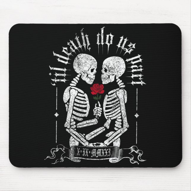 Til Death Do Us Part Couple Skeleton Halloween Men Mouse Pad (Front)