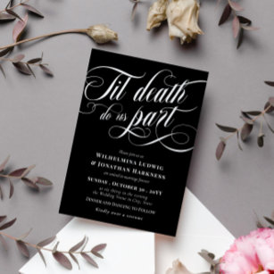 Til Death Do Us Part Elegant Goth Wedding Invitation