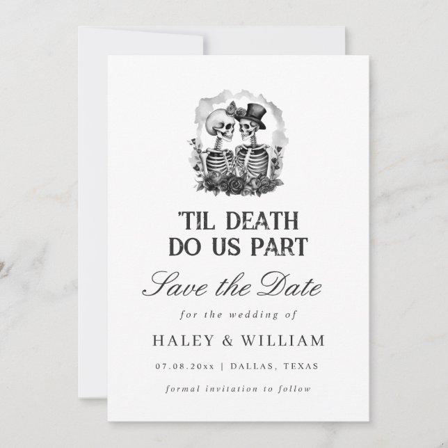 til Death Do Us Part Funeral Goth Save The Date Invitation (Front)