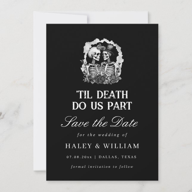 til Death Do Us Part Funeral Goth Save The Date Invitation (Front)