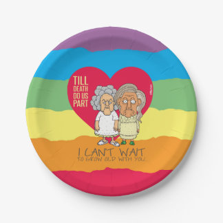 Til death do us part - funny lesbian cartoon paper plate
