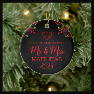 Til Death Do Us Part Goth Moody Black and Red Ceramic Ornament