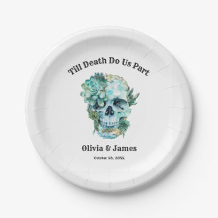 Til Death Do Us Part Gothic Halloween Wedding  Paper Plate