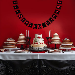 Til Death Do Us Part Gothic Moody Black and Red  Bunting Flags