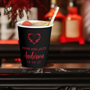 Til Death Do Us Part Gothic Moody Black and Red  Paper Cups