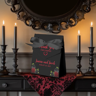 Til Death Do Us Part Gothic Red and Black Roses Favor Box
