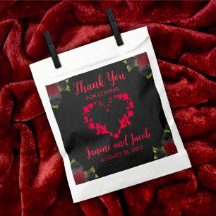 Til Death Do Us Part Gothic Red and Black Roses Favour Bag