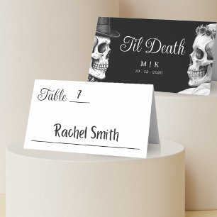 Til Death Do Us Part Gothic Skulls Black Wedding Place Card