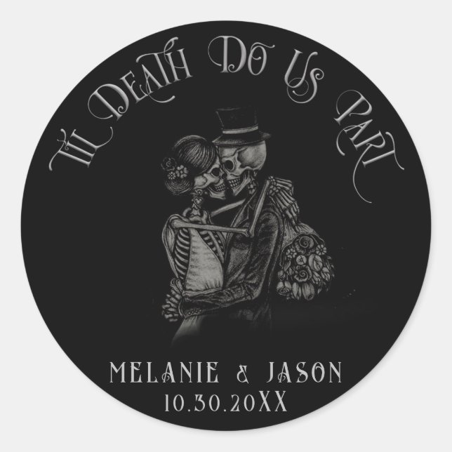 Til Death Do Us Part Gothic Wedding Classic Round Sticker (Front)