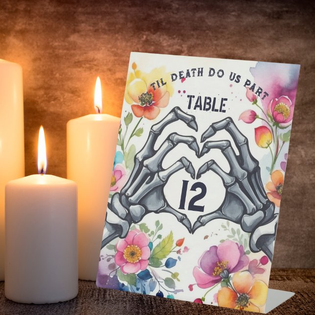 Til Death Do Us Part Gothic Wedding Table Number Pedestal Sign (Creator Uploaded)