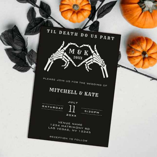 Til Death Do Us Part Heart Hand Black Wedding Invitation (Til Death Do Us Part Heart Hand Black Wedding Invitation
)