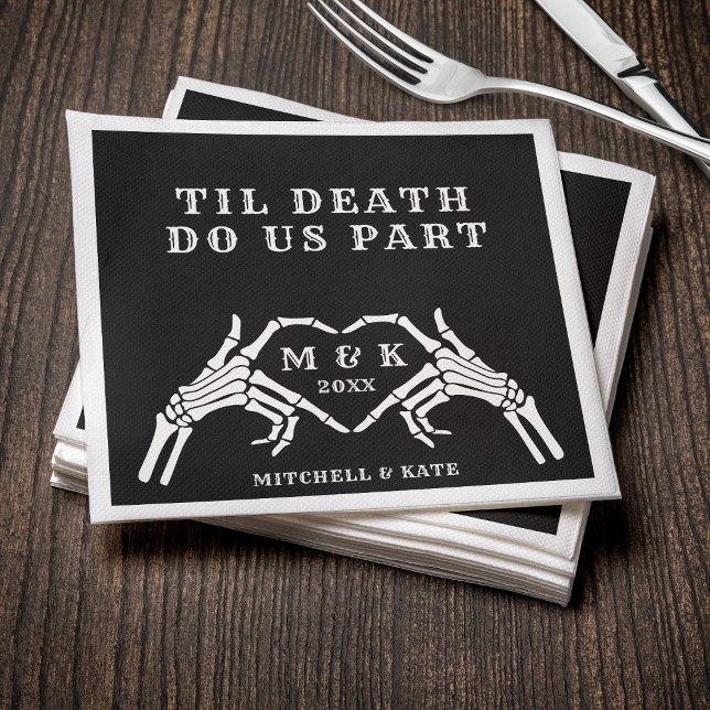 Til Death Do Us Part Heart Hand Black Wedding Napkin (Til Death Do Us Part Heart Hand Black Wedding Napkins
)