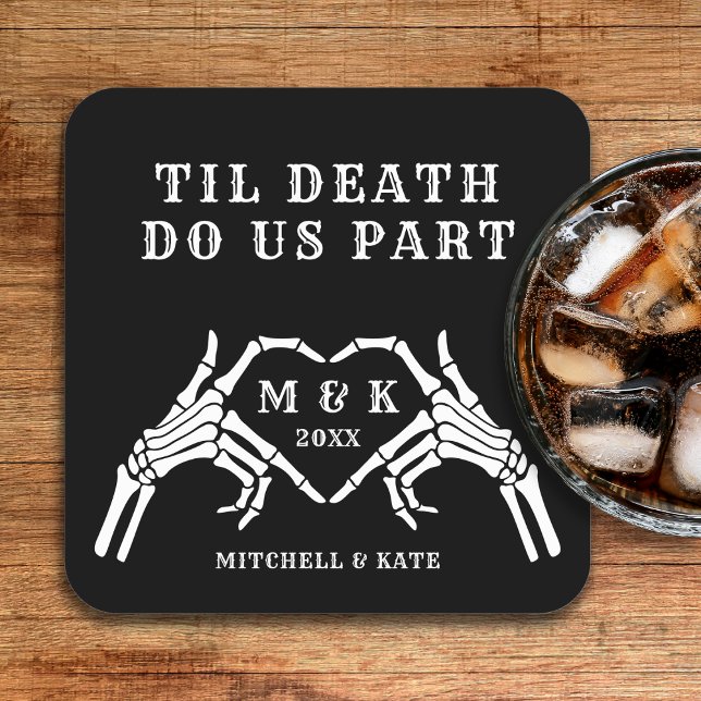 Til Death Do Us Part Heart Hand Black Wedding Square Paper Coaster (Til Death Do Us Part Heart Hand Black Wedding Square Paper Coaster
)