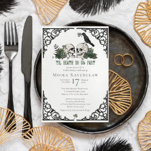 Til Death Do Us Part Mr and Mrs Skulls Green Roses Invitation