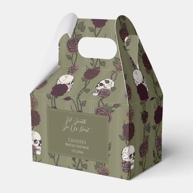 ’Til Death Do Us Part Olive Green Gothic Wedding Favor Box (Front Side)