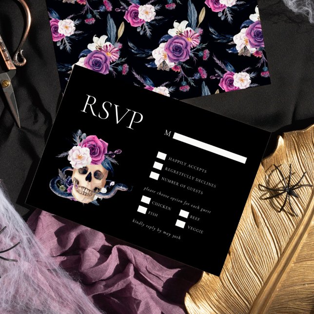 'Til Death Do Us Part Purple & Black RSVP Invitation (Creator Uploaded)