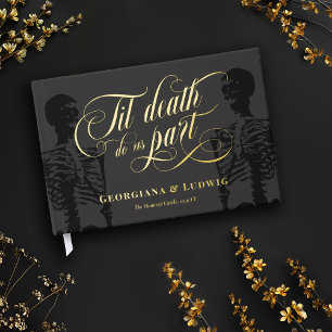 Til Death Do Us Part Skeleton Elegant Goth Wedding Guest Book