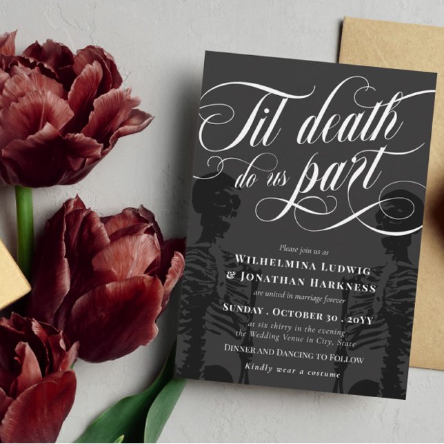 Til Death Do Us Part Skeleton Elegant Goth Wedding Invitation (Creator Uploaded)