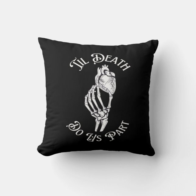 Til Death Do Us Part Skeleton Hand Holding Anatomi Throw Pillow (Front)