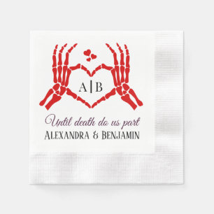 Til Death Do Us Part Skeleton Hands Heart Sign #1 Napkin