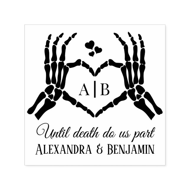 Til Death Do Us Part Skeleton Hands Heart Sign #1 Self-inking Stamp (Design)